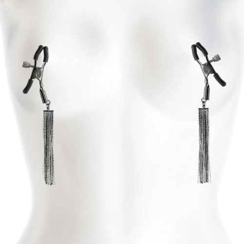 Bound Adjustable Tassle Nipple Clamps Black from Nice 'n' Naughty