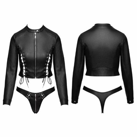 Cottelli Party Biker Laced 2pc Set Black from Nice 'n' Naughty