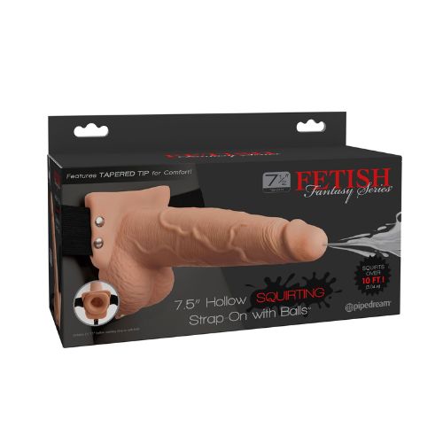 Fetish Fantasy 7.5 Inch Hollow Squirting Strap-On Light Skin Tone from Nice 'n' Naughty