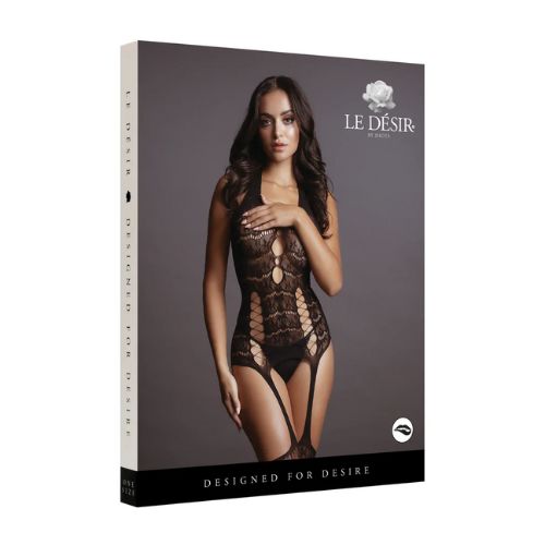 Le Desir Lace Suspender Bodystocking Black from Nice 'n' Naughty