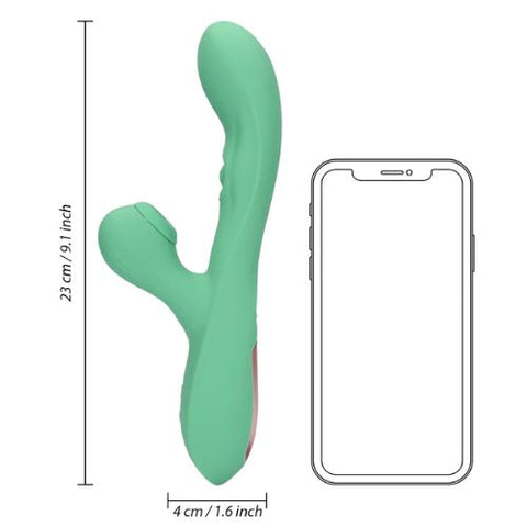 Loveline Pulse Wave and Tongue Flickering Rabbit Vibrator Blue Grass from Nice 'n' Naughty