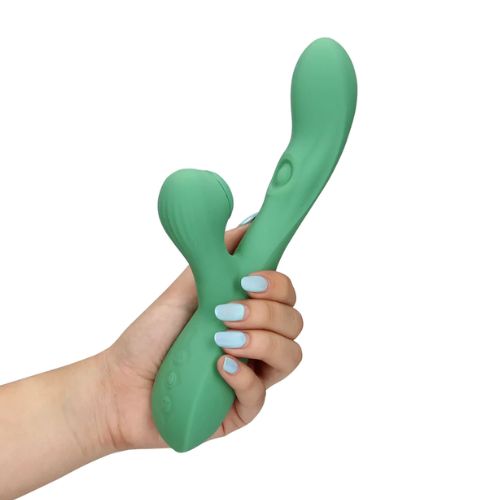 Loveline Pulse Wave and Tongue Flickering Rabbit Vibrator Blue Grass from Nice 'n' Naughty