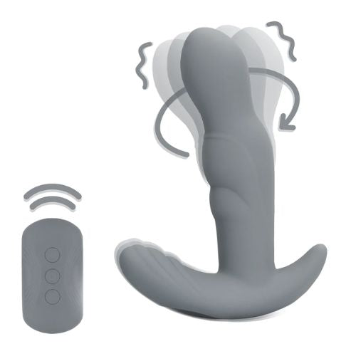 Loveline Rotating Prostate Stimulator w Remote Gotham Grey from Nice 'n' Naughty