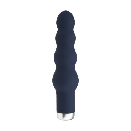 Nauti Silicone Ribbed Vibrator Midnight Blue from Nice 'n' Naughty