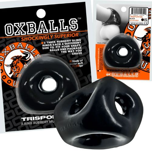 Oxballs Tri Sport XL 3 Ring Cock Ring Black from Nice 'n' Naughty