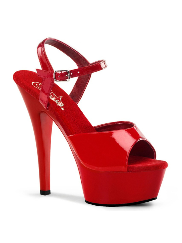 Pleaser Kiss 209 Peep Toe Sandal Patent Red from Nice 'n' Naughty