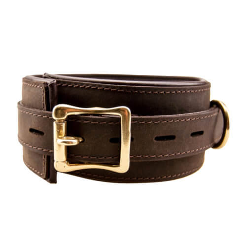 Bound Nubuck Leather Collar with D Rings